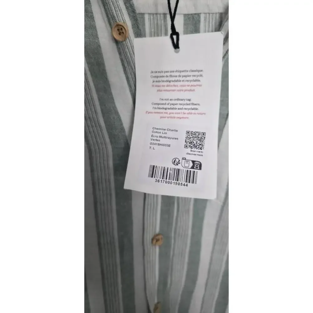 Sezane Octobre Chemise Charlie Striped Size Large Striped New With Tags_3